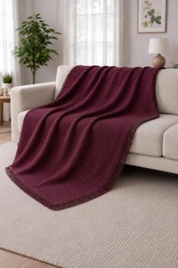 Eliza 170x200 cm Çok Amaçlı Koltuk Örtüsü Bordo - Çeyiz Diyarı