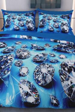 Elmas Mikro Saten 3D Dijital Baskılı Çift Kişilik Nevresim Takımı - Çeyiz Diyarı