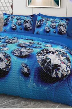 Elmas Mikro Saten 3D Dijital Baskılı Dört Mevsim Çift Kişilik Nevresim Takımı - Çeyiz Diyarı