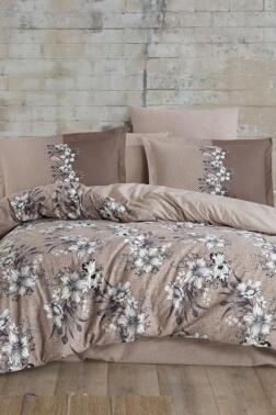 Elvira Çift Kişilik Ranforce Nevresim Takımı Kahve - Hobby