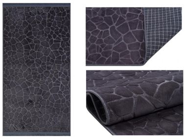 Embos Kaymaz Tabanlı Dikdörtgen Halı 80x150 Cm Antrasit - Çeyiz Diyarı