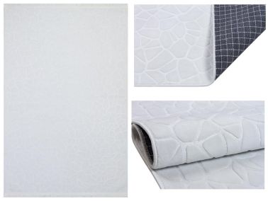 Embos Kaymaz Tabanlı Dikdörtgen Halı 80x150 Cm Beyaz - Çeyiz Diyarı