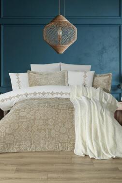 Emila 10 Parça Battaniyeli Çeyiz Seti Bej - Çeyiz Diyarı