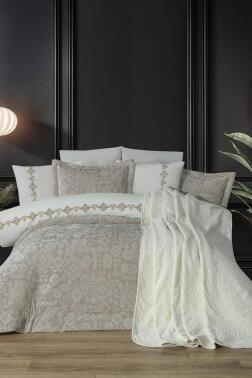 Emila 10 Parça Battaniyeli Çeyiz Seti Krem - Çeyiz Diyarı