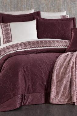 Emilia 11 Parça Çeyiz Seti Mürdüm - Çeyiz Diyarı