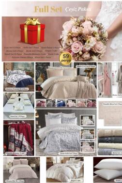 Emilia Golden 59 Parça Evlilik Seti Cappucino - Çeyiz Diyarı