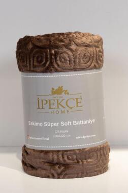 Eskimo Süper Soft Çift Kişilik 200x220 cm Battaniye Kahverengi - Çeyiz Diyarı