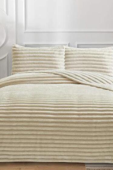 Eterna Peluş Çift Kişilik 230x250 Cm Yatak Örtüsü Bej - Çeyiz Diyarı