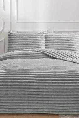 Eterna Peluş Çift Kişilik 230x250 Cm Yatak Örtüsü Gri - Çeyiz Diyarı