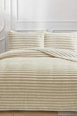 Eterna Peluş Tek Kişilik 180x240 Cm Yatak Örtüsü Bej - Çeyiz Diyarı