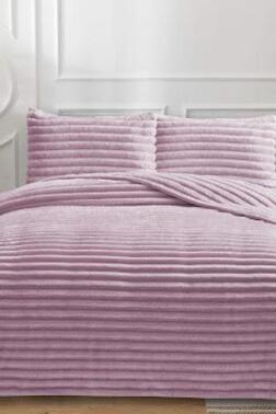 Eterna Peluş Tek Kişilik 180x240 Cm Yatak Örtüsü Lila - Çeyiz Diyarı