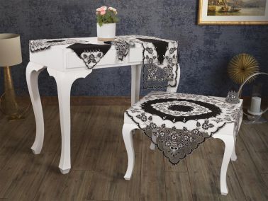 Event Nakışlı Salon Takımı 16 Parça Siyah - Çeyiz Diyarı