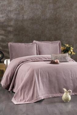 Evita Şönil Çift Kişilik Yatak Örtüsü 260x260 cm Gül Kurusu - Çeyiz Diyarı