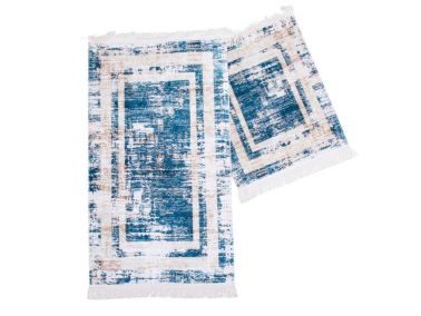 Farah Dikdörtgen Banyo Paspas Seti 2 Li Mavi - Çeyiz Diyarı