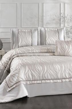 Fides Elyaf Dolgulu Çift Kişilik 250x255 Cm Yatak Örtüsü Gri - Çeyiz Diyarı