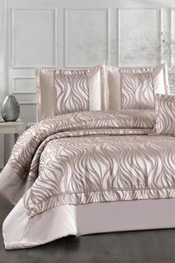 Fides Elyaf Dolgulu Çift Kişilik 250x255 Cm Yatak Örtüsü Gül Kurusu - Çeyiz Diyarı