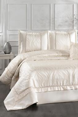 Fides Elyaf Dolgulu Çift Kişilik 250x255 Cm Yatak Örtüsü Krem - Çeyiz Diyarı