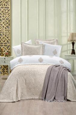 Firuze Modern 8 Parça Gelin Seti Bej - Çeyiz Diyarı