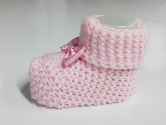 Fiyonklu Triko Kız Bebek Patiği - (1)