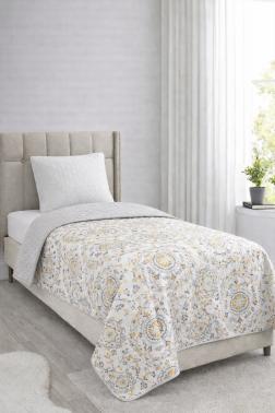 Flora Geometrik Tek Kişilik 160x220 cm Tek Pike - Çeyiz Diyarı