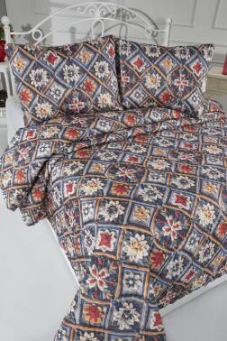 Floria Ultrasonik Kapitoneli 5D Baskılı Çift Kişilik Yatak Örtüsü - Çeyiz Diyarı