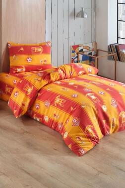 Forma Desenli Sarı Kırmızı Çift Kişilik Nevresim Takımı - Çeyiz Diyarı