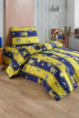 Forma Desenli Sarı Lacivert Tek Kişilik Nevresim Takımı - Çeyiz Diyarı