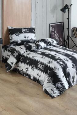 Forma Desenli Siyah Beyaz Tek Kişilik Nevresim Takımı - Çeyiz Diyarı