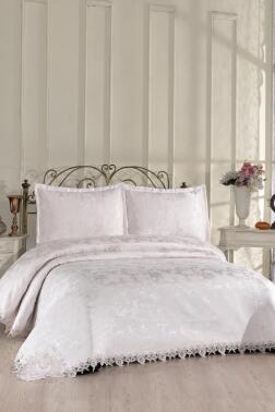 Fransız Dantelli Alveria Çift Kişilik Yatak Örtüsü 230x250 cm - Çeyiz Diyarı