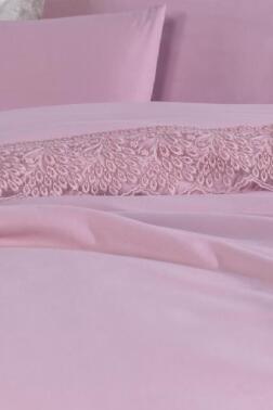 Fransız Dantelli Arduç Çeyizlik Nevresim Takımı Pudra - Çeyiz Diyarı (1)