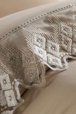 Fransız Dantelli İrina Çeyizlik Nevresim Takımı Cappucino - Çeyiz Diyarı (1)