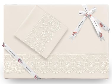 Fransız Dantelli Kure Çeyizlik Nevresim Takımı Krem - Çeyiz Diyarı