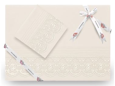 Fransız Dantelli Kure Lüx Çeyizlik Nevresim Takımı Krem - Çeyiz Diyarı