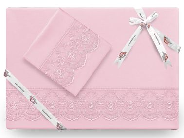 Fransız Dantelli Kure Tek Kişilik Nevresim Takımı 4 Parça Pudra - Çeyiz Diyarı