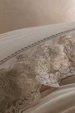 Fransız Dantelli Legend Çeyizlik Nevresim Takımı Cappucino - Çeyiz Diyarı (1)