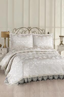 Fransız Dantelli Seravelle Çift Kişilik Yatak Örtüsü 230x250 cm - Çeyiz Diyarı