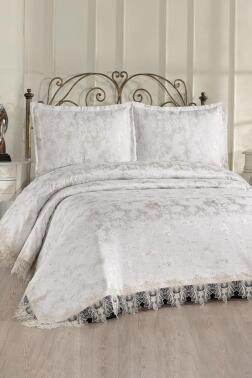 Fransız Dantelli Valoria Çift Kişilik Yatak Örtüsü 230x250 cm - Çeyiz Diyarı
