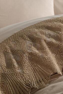 Fransız Dantelli Vase Çeyizlik Nevresim Takımı Cappucino - Çeyiz Diyarı (1)