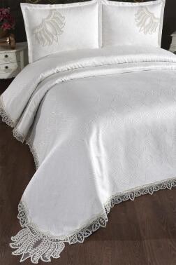 Fransız Dantelli Velmora Çift Kişilik Yatak Örtüsü 230x250 cm - Çeyiz Diyarı (1)