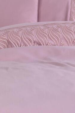 Fransız Dantelli Wave Çeyizlik Nevresim Takımı Pudra - Çeyiz Diyarı (1)