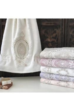 Fransız Güpürlü Arella Çeyizlik 6lı Bambu El Yüz Havlusu 50x90 Cm - Çeyiz Diyarı