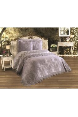 Fransiz Güpürlü Bulut Gelin Seti Gri - Çeyiz Diyarı