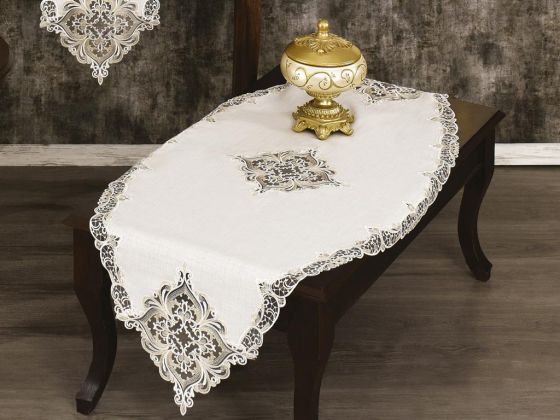 Fransız Güpürlü Efes Salon Takımı 5 Parça Kum Beji - Çeyiz Diyarı (1)
