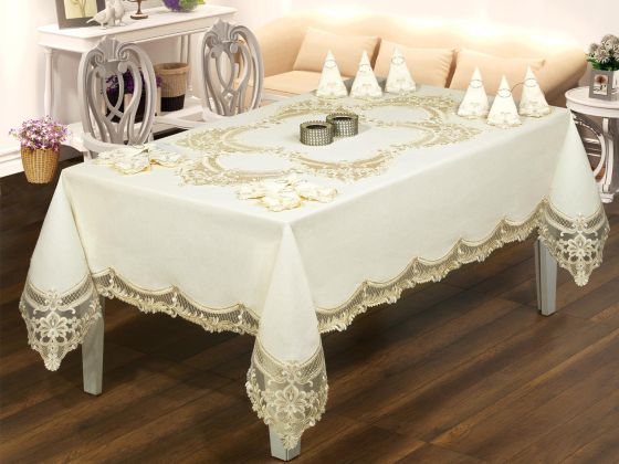 Fransız Güpürlü Elfin Dantel Yemek Takımı - 25 Parça - Çeyiz Diyarı