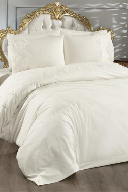 Fransız Güpürlü Sultans Nevresim Takımı Krem - Çeyiz Diyarı