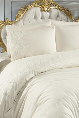 Fransız Güpürlü Sultans Nevresim Takımı Krem - Çeyiz Diyarı (1)