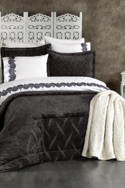 Freya 10 Parça Battaniyeli Çeyiz Seti Antrasit - Çeyiz Diyarı