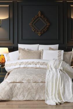 Freya 10 Parça Battaniyeli Çeyiz Seti Bej - Çeyiz Diyarı