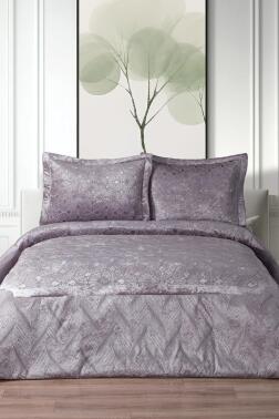 Freya Elyaf Dolgulu Çift Kişilik 250x255 Cm Yatak Örtüsü Gri - Çeyiz Diyarı