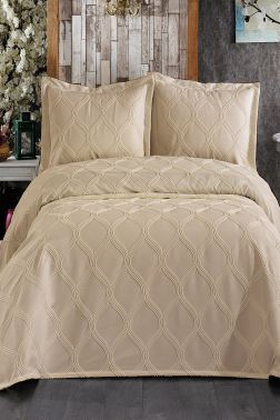 Gale Şönil Çeyizlik Pike Takımı 3 Parça Cappucino - Çeyiz Diyarı